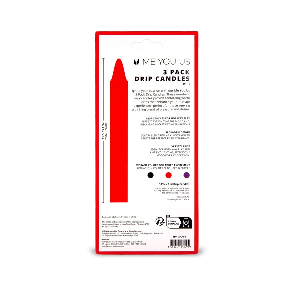 Me You Us Drip Candles 3 Pack - Red