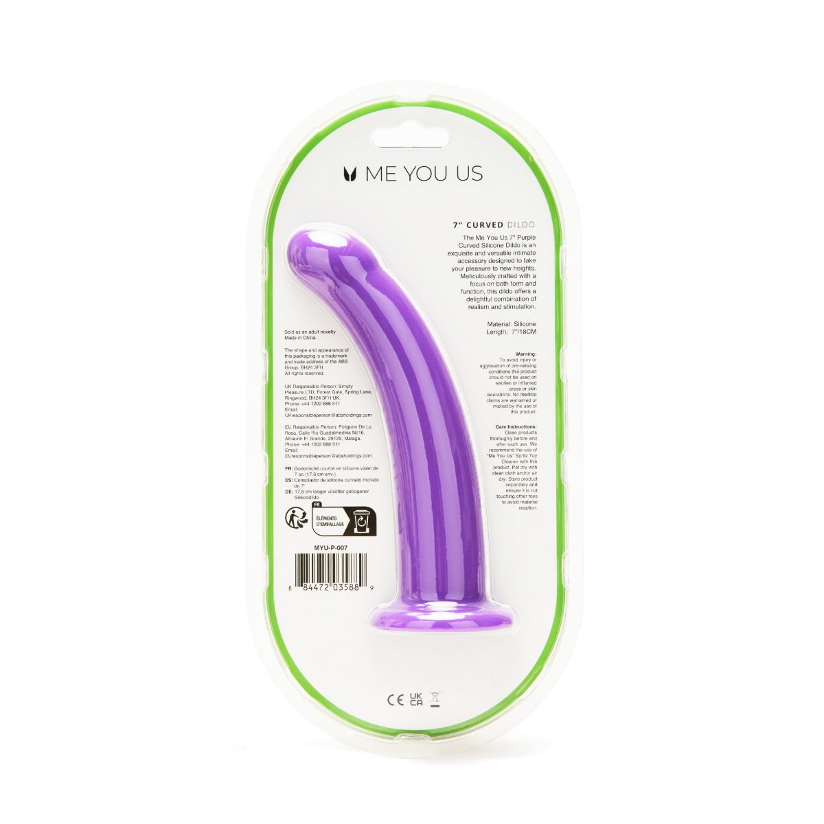 Me You Us 7" Purple Curved Silicone Dildo