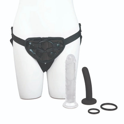 Me You Us Complete Harness Kit, featuring both a 5" and a 7" dildo