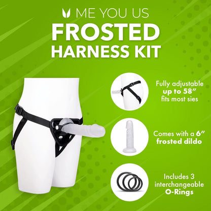Me You Us Frosted Harness Kit with a 6 inch Frosted Jelly Dildo