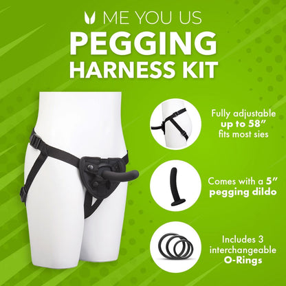 Me You Us Adjustable Pegging Harness Kit including 5" Dildo