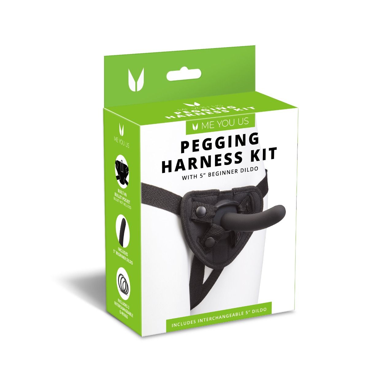 Me You Us Adjustable Pegging Harness Kit including 5" Dildo