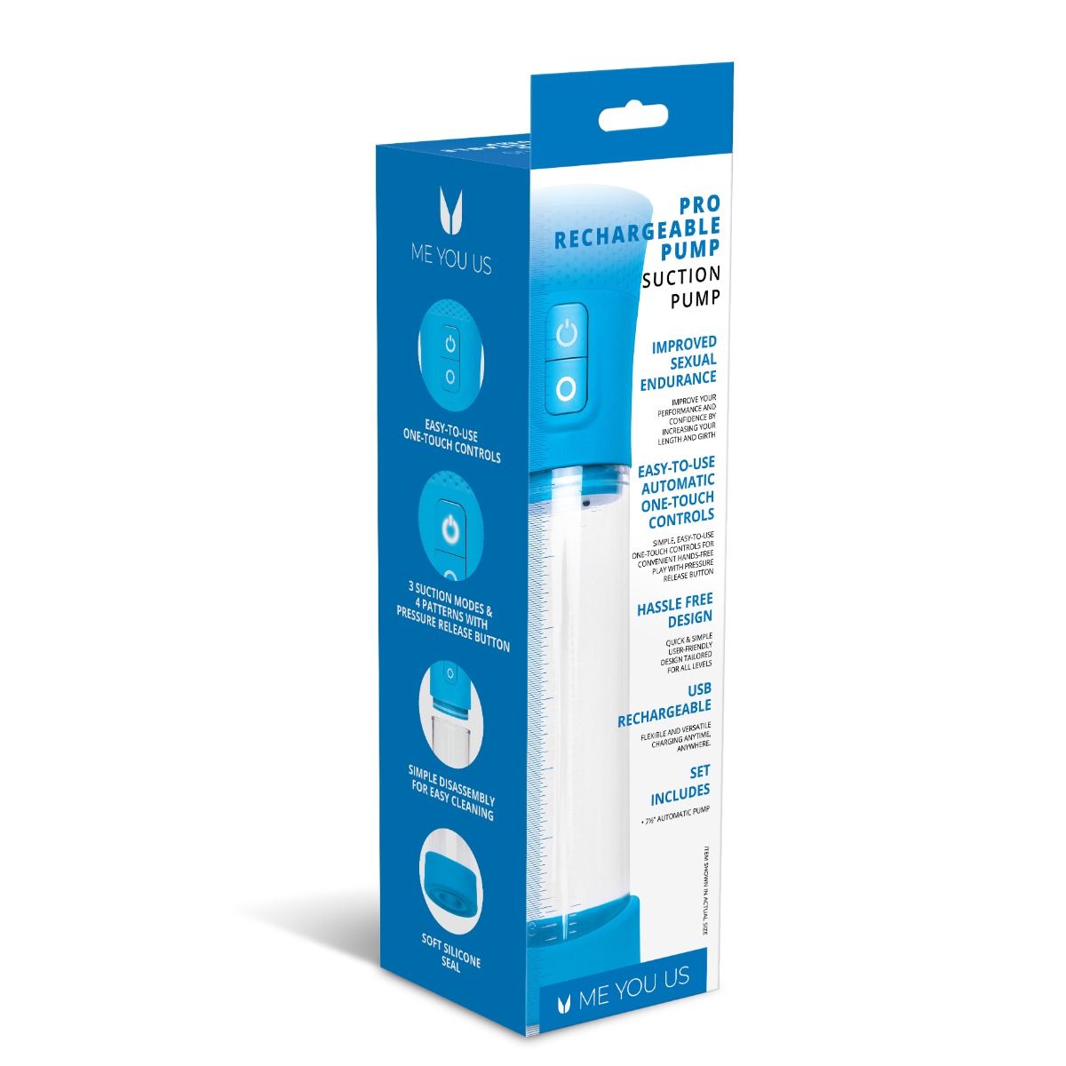 Me You Us Pro Rechargeable One Touch Suction Penis Pump