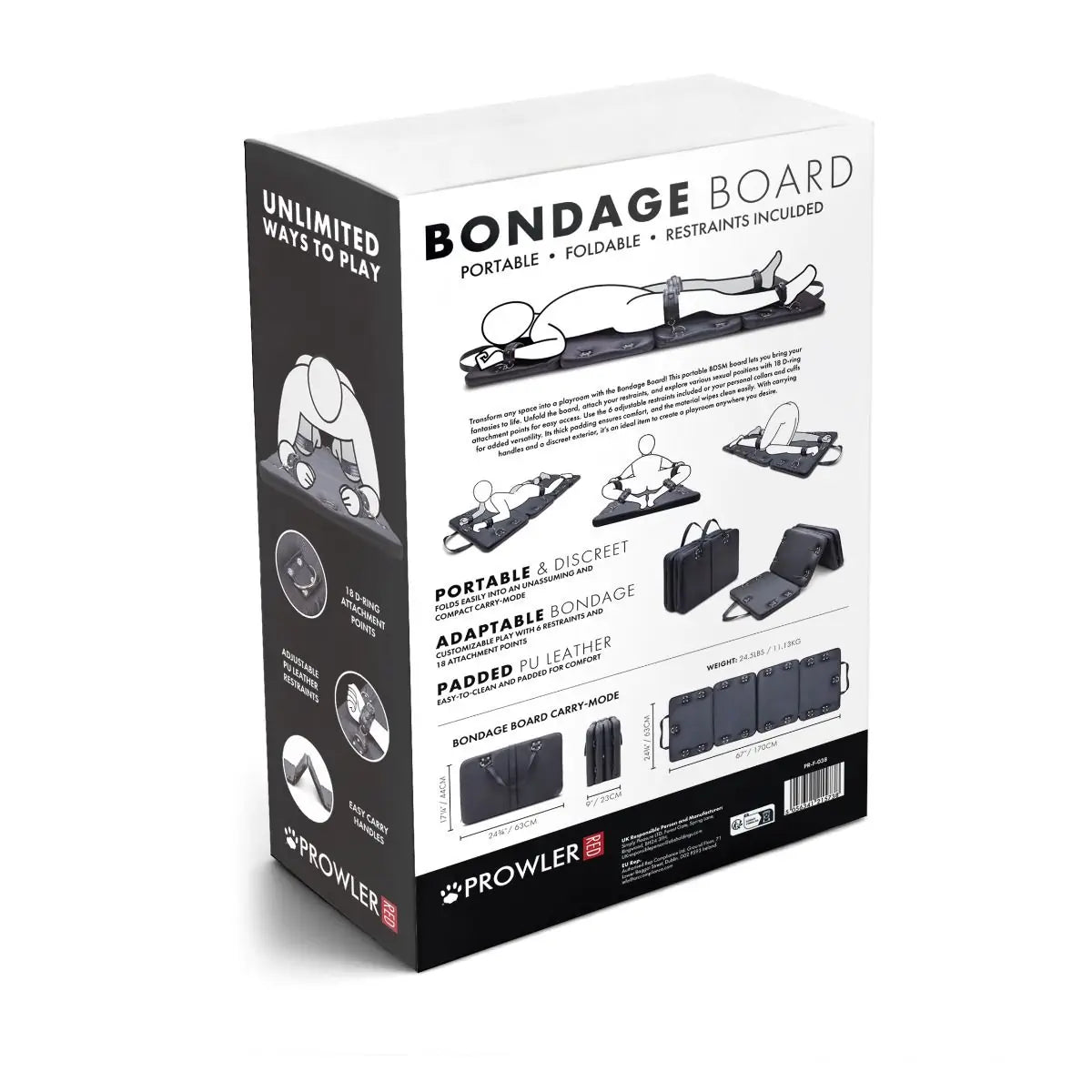 Prowler RED BDSM Bondage Board With Restraints