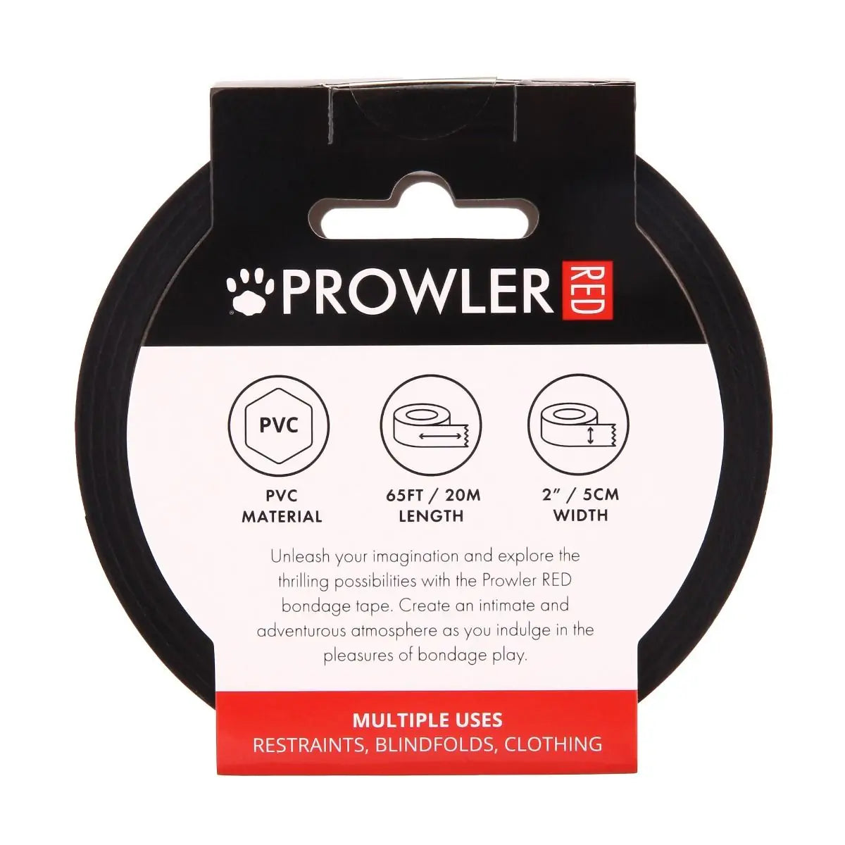 Prowler RED Bondage Tape Restraints Black 20m