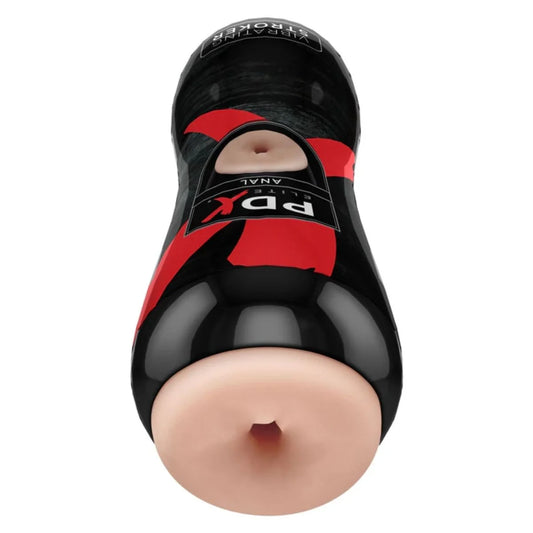 Pipedream "PDX Elite" VIBRATING Anal Stroker Masturbator - Light/Black