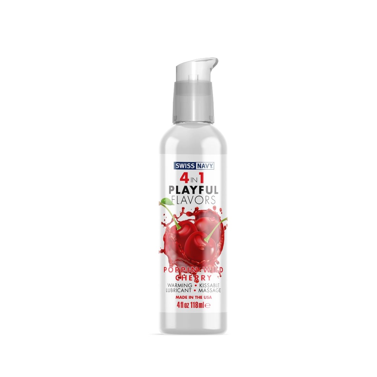 Swiss Navy 4 In 1 Poppin Wild Cherry Flavoured Water Based Lube 4oz