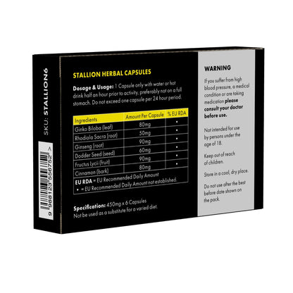 Stallion Male Herbal Enhancer 6 Capsule Pack