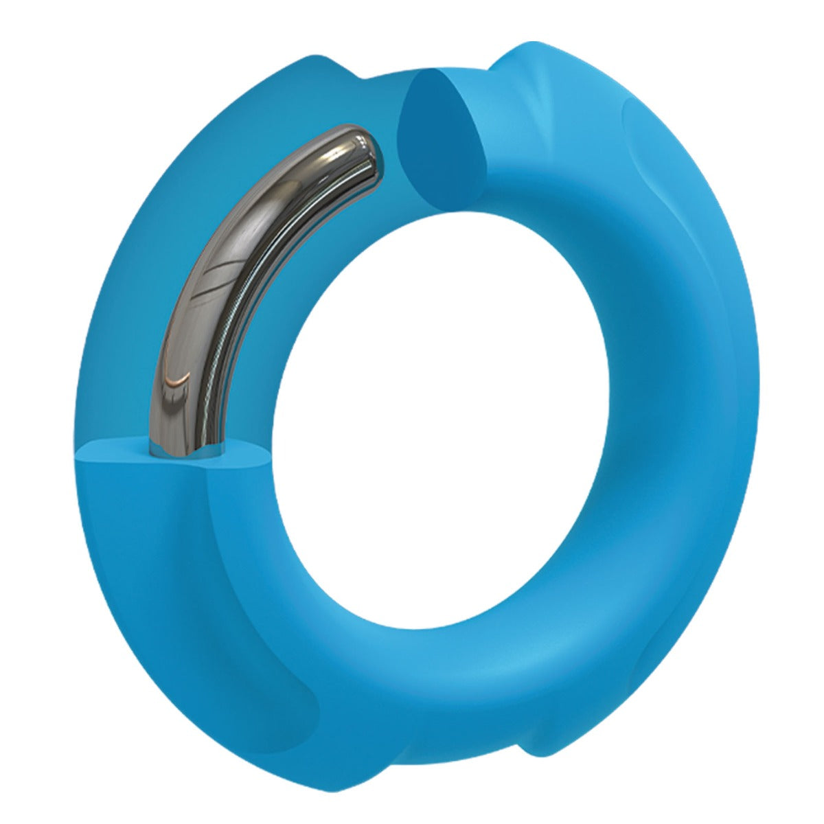 OptiMALE FlexiSteel Silicone Metal Core Cock Ring Blue 35mm