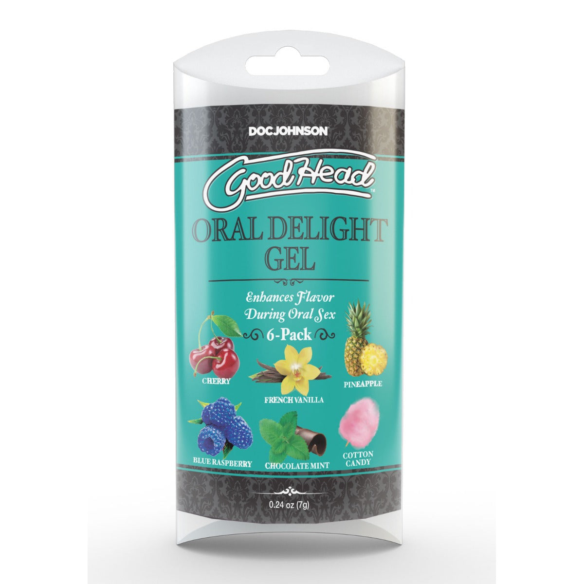 GoodHead Oral Delight Gel 6 Pack Blue Raspberry Cherry Chocolate Mint Cotton Candy French Vanilla Pineapple Oral Lubricant