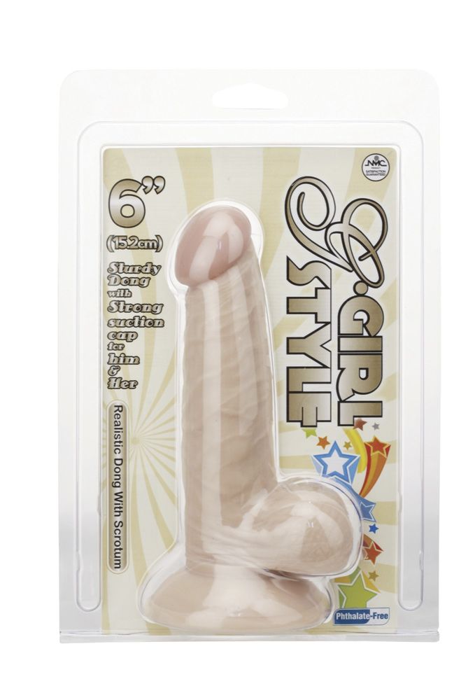 Nanma Realistic Dong With Suction Base Flesh 6in