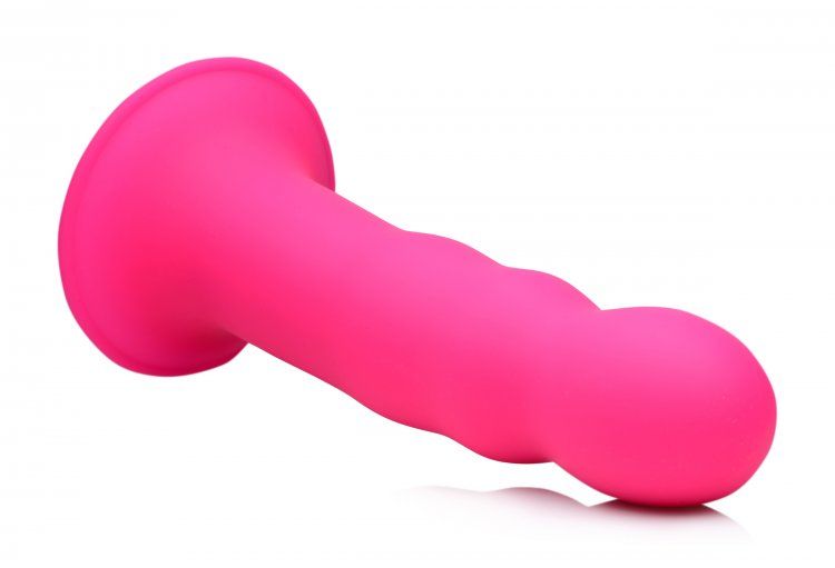 Squeezable Wavy Dildo - Pink