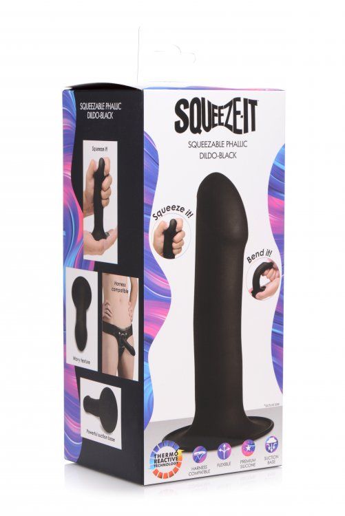 Squeezable Phallic Dildo - Black