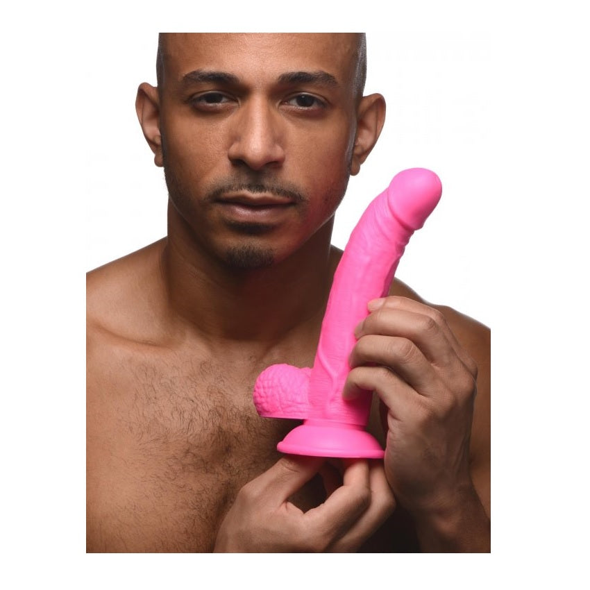 Pop Peckers Dildo With Balls Pink (7.5”)