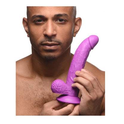 Pop Peckers Dildo With Balls Purple (7.5”)