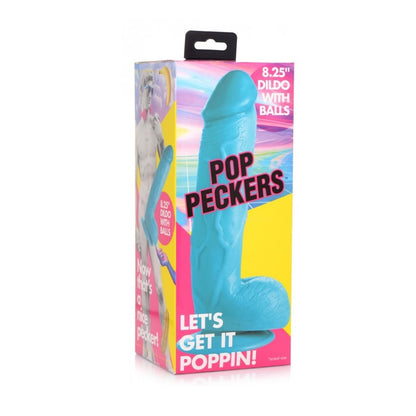 Pop Peckers Dildo With Balls Blue (8.25”)