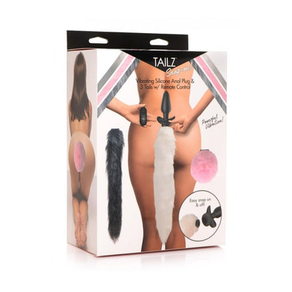 Tailz Snap-On Vibrating Silicone Anal Plug & 3 Tails With Remote Control