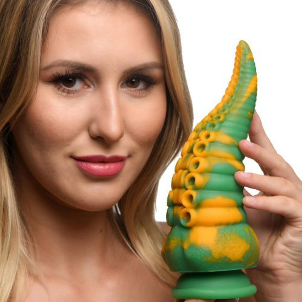 Creature Cocks Monstropus Tentacled Marble Green and Yellow Monster Silicone Dildo