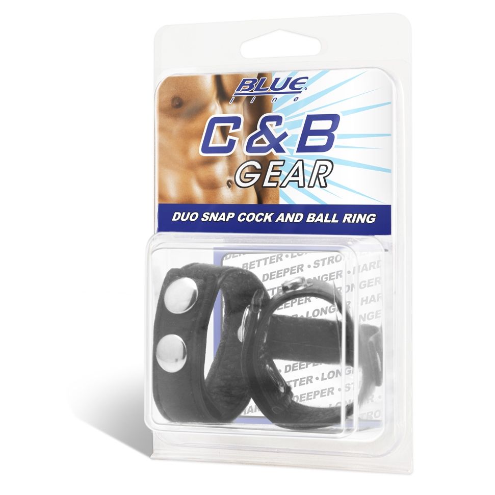 Blue Line Duo Snap Cock And Ball Ring Black