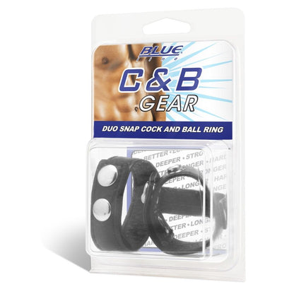 Blue Line Duo Snap Cock And Ball Ring Black