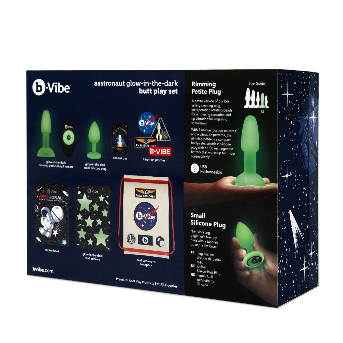 B-Vibe Asstronaut Glow-In-The-Dark Butt Play Set