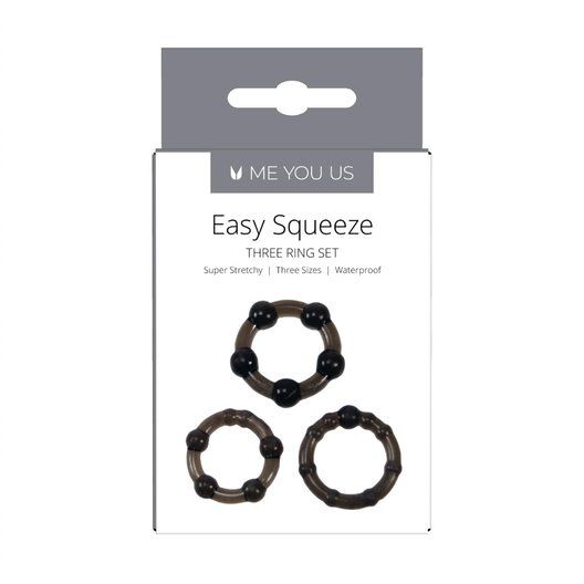 Me You Us Easy Squeeze Cock Ring Set Black