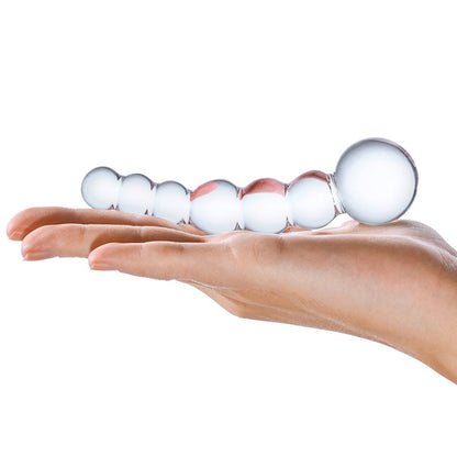 Glas Curved Glass Beaded Dildo Clear (5")