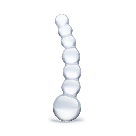 Glas Curved Glass Beaded Dildo Clear (5")