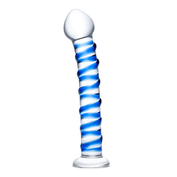 Glas Spiral Glass Dildo Blue (7.5")