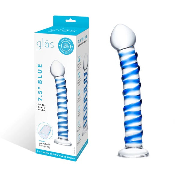 Glas Spiral Glass Dildo Blue (7.5")