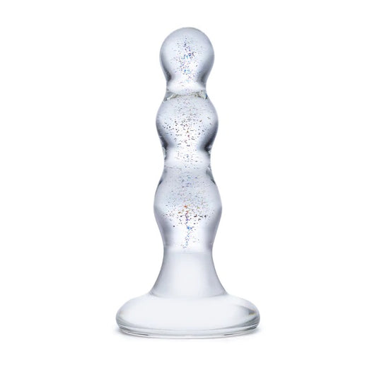 Glas Triple Play Beaded Butt Plug Clear (4")